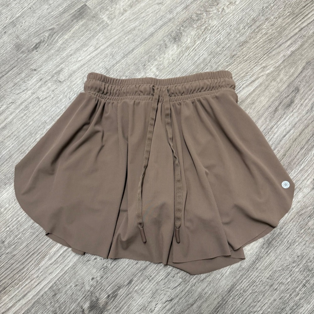 Harmony Balance Women XS Brown Ribbed Athletic Skort Drawstring WaistLiner